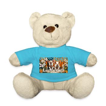 Zwei Schweinchen im Glück Glücksschwein Paare - Teddy - Atollblau - Vorne