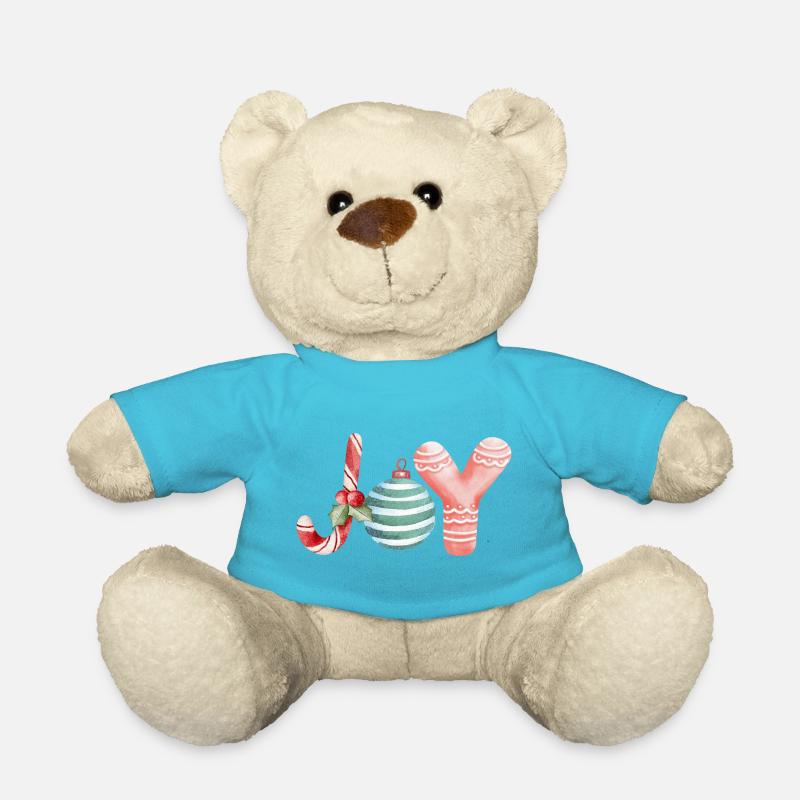 Joy Weihnacht Schrift Ornament - Teddy - Atollblau