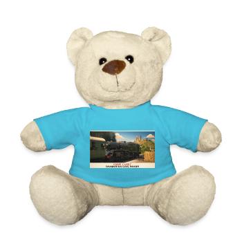 Corfe Castle Dampflok-Plakat - Teddy - Atollblau - Vorne