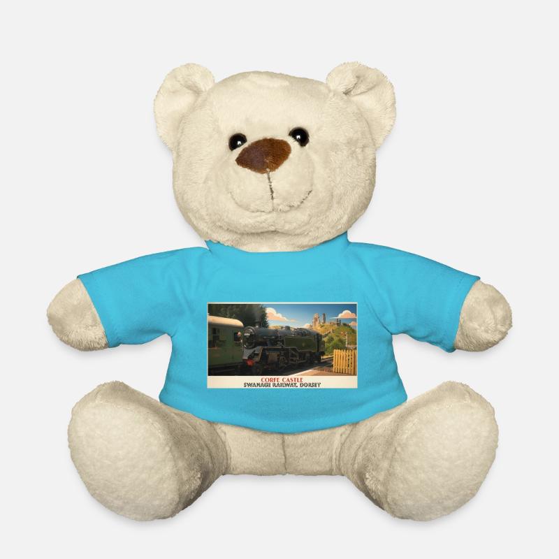 Corfe Castle Dampflok-Plakat - Teddy - Atollblau