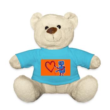 Robot heart on neon orange background - Teddy Bear - atoll blue - Front
