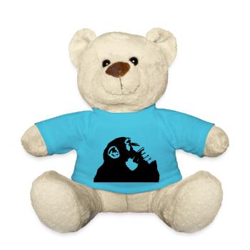 nachdenklicher Schimpanse - Teddy - Atollblau - Vorne