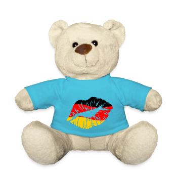 Football Germany 2020 European Champions World Cup Fan Kiss - Teddy Bear - atoll blue - Front
