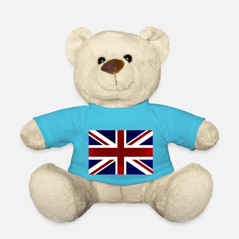 British Flag, United Kingdom, Red, White And Blue - Teddy Bear - atoll blue