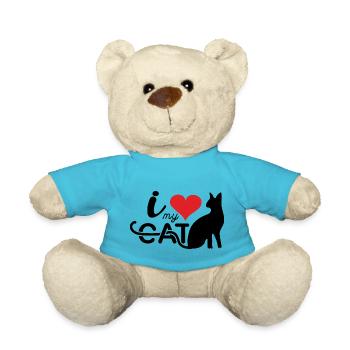 I Love my Cat Animal Lover Cat - Teddy Bear - atoll blue - Front