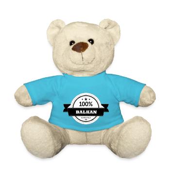 100% Balkan - Jugo - Saying - funny - Teddy Bear - atoll blue - Front