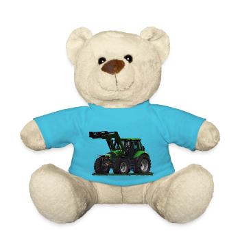 Tracteur vert clair avec chargeur frontal - Nounours - bleu outremer - Devant