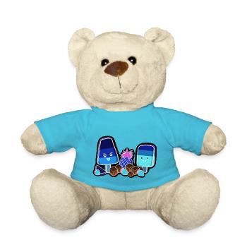 Kawaii-Eis am Stiel in Neon - Teddy - Atollblau - Vorne