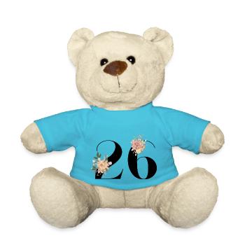 26th Anniversary Flowers (Gift of 26 years) - Teddy Bear - atoll blue - Front