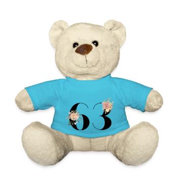 63e anniversaire fleuris (Cadeau de 63 ans) - Nounours - bleu outremer - Devant
