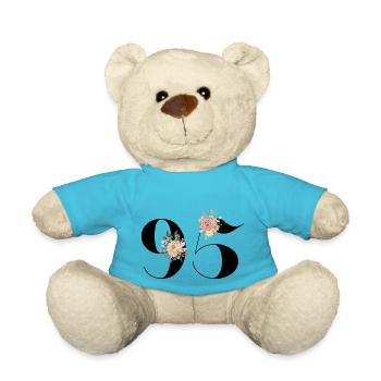 95th Anniversary flowers (Gift of 95 years) - Teddy Bear - atoll blue - Front