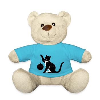 Christmas Cat Merry Catmas Bullet Gift - Teddy Bear - atoll blue - Front