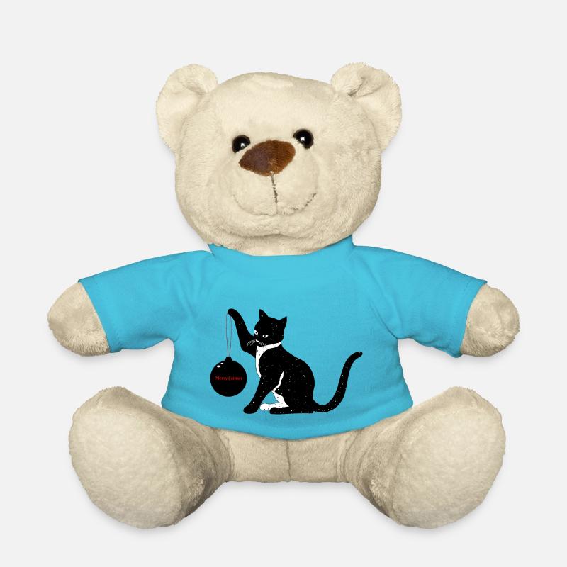 Weihnachten Katze Merry Catmas Kugel Geschenk - Teddy - Atollblau