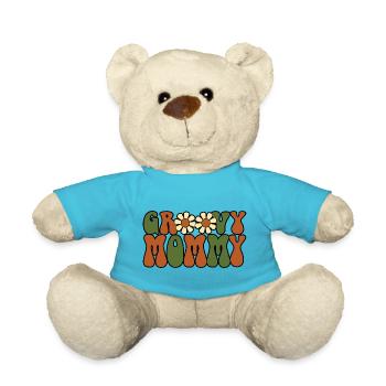 Retro Groovy Mommy Matching Family Baby Shower - Nounours - bleu outremer - Devant