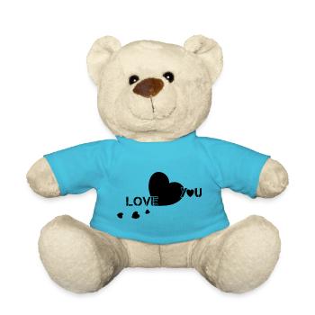 love you valentine couple hearts - Teddy - Atollblau - Vorne
