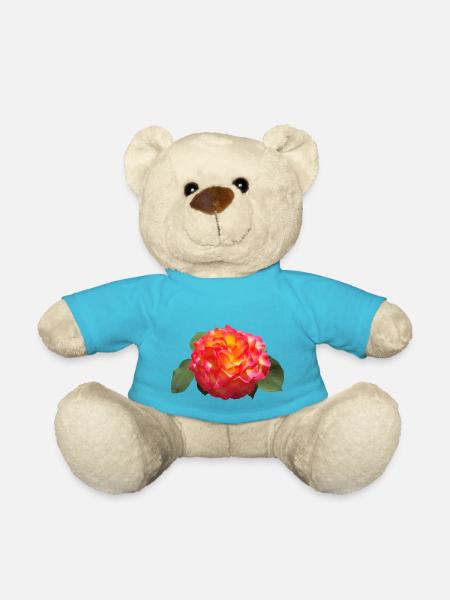 Red SPRING ROSE - Teddy Bear - atoll blue