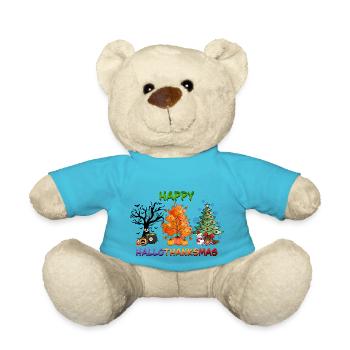 Happy Hallothanksmas Christmas Tree - Teddy Bear - atoll blue - Front