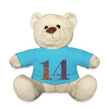 Leopard zum 14. Geburtstag - Teddy - Atollblau - Vorne