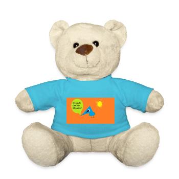 Vogel mit Einhorn-Sprechblase - Teddy - Atollblau - Vorne