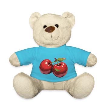 Rote Kirsche Cherries Kirschen Cherry - Teddy - Atollblau - Vorne