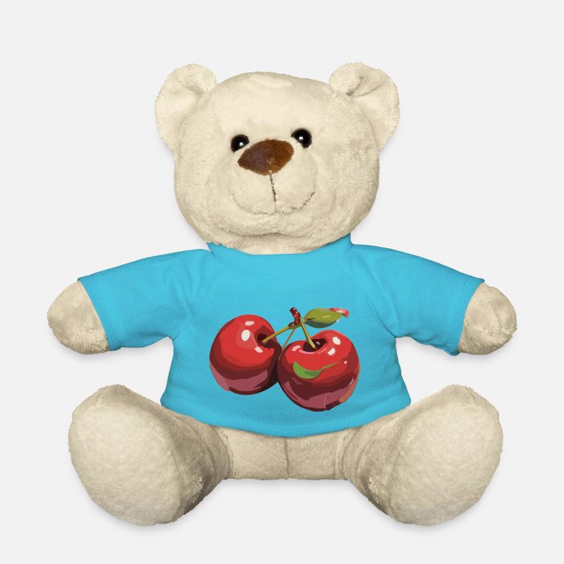 Rote Kirsche Cherries Kirschen Cherry - Teddy - Atollblau