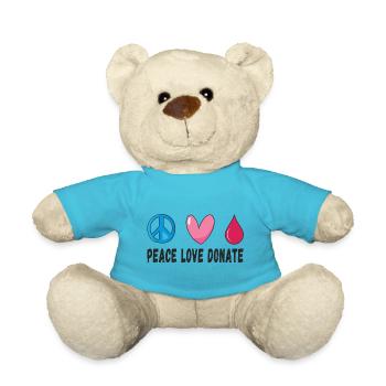 Paix, Amour, Donner du sang - Nounours - bleu outremer - Devant