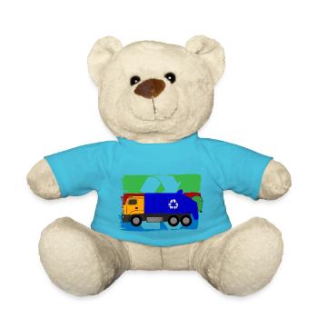 Müllwagen Liebe Müllabfuhr Kind Junge I Geschenk - Teddy - Atollblau - Vorne