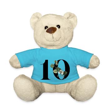 Numéro 10 floral vert -10e anniversaire floral - Nounours - bleu outremer - Devant