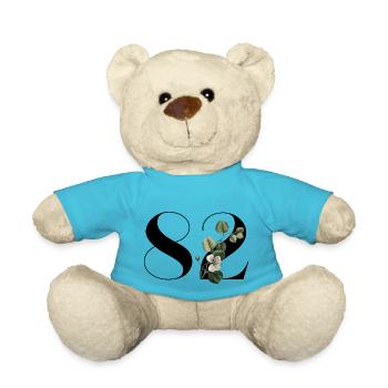Nummer 82 Blumengrün - 82. Blumengeburtstag - Teddy - Atollblau - Vorne
