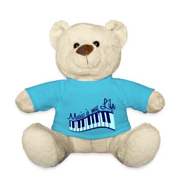 Music is my Life Musik Leben Keyboard Piano Tasten - Teddy - Atollblau - Vorne