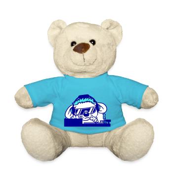 Lustiger Cooler DJ Igel Mischpult Party Musik Spaß - Teddy - Atollblau - Vorne