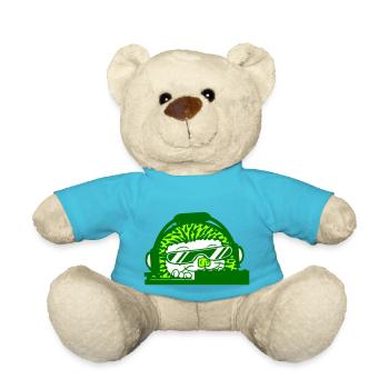 Lustiger Cooler DJ Igel Mischpult Party Musik Spaß - Teddy - Atollblau - Vorne