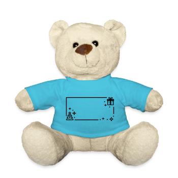 Weihnachtlicher Rahmen - Teddy - Atollblau - Vorne