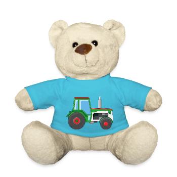 Green Tractor - Teddy Bear - atoll blue - Front