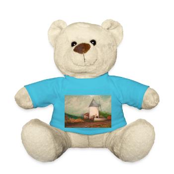 White Mill, Horse, Countryside, Painting Painting - Teddy Bear - atoll blue - Front