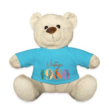 Vintage 1986 Floral - Teddy Bear - atoll blue - Front