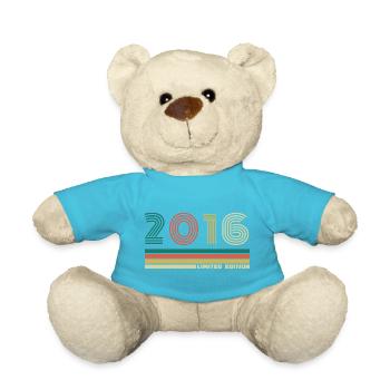 10 ans 2016 Vintage Rétro Anniversaire - Nounours - bleu outremer - Devant