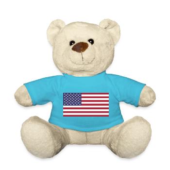 Patriotische Rot-Weiß-Blau-Sterne-und-Streifen-Flagge - Teddy - Atollblau - Vorne