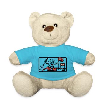 Minigolf Retro Cartoon Golfball JGA Team - Teddy - Atollblau - Vorne
