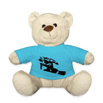 snowboarder winter sport snow descent downhill - Teddy Bear - atoll blue - Front