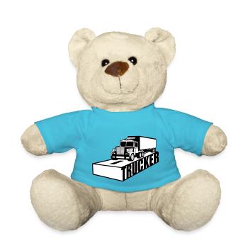 road text logo truck truck lorry remote driver f - Teddy Bear - atoll blue - Front