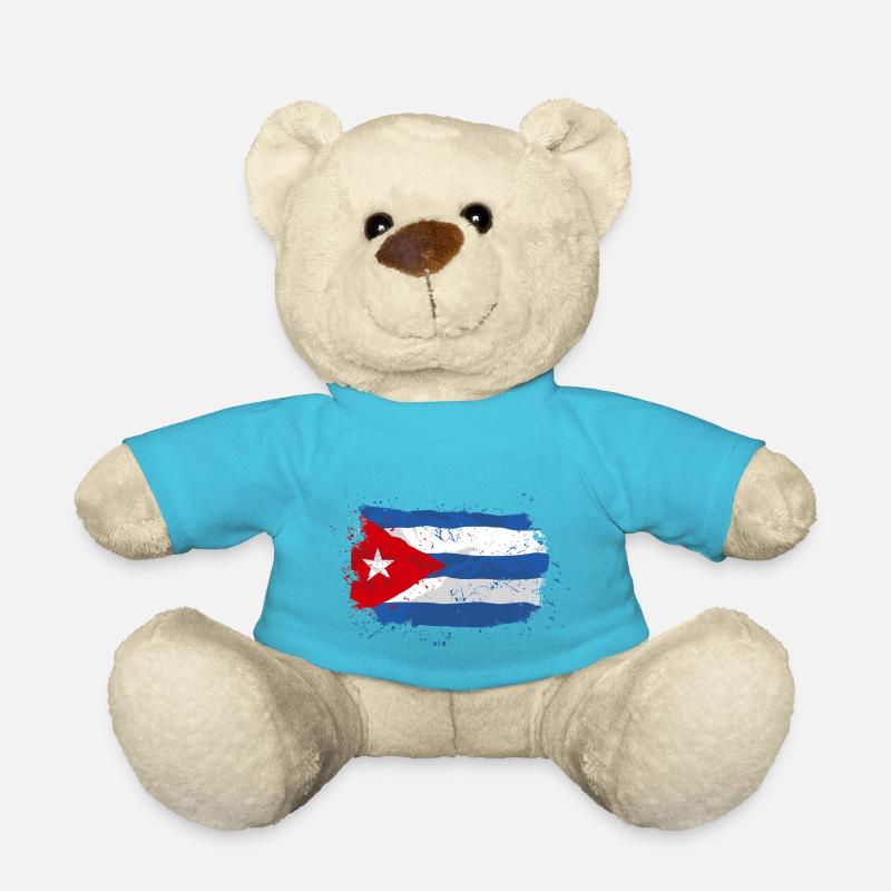 Cuba Flag - Vintage Look - Teddy - Atollblau