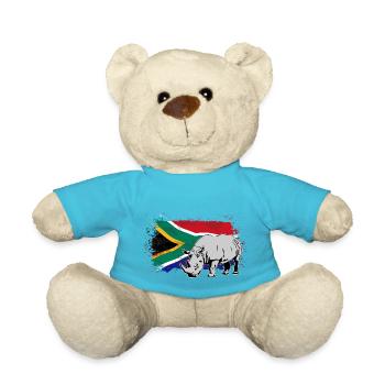 Rhino - South Africa Flag - Nashorn - Teddy - Atollblau - Vorne