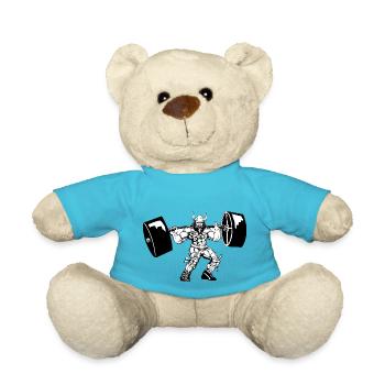 Wikinger Viking Bodybuilder Training Gym - Teddy Bear - atoll blue - Front