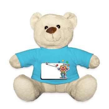 Children's name tag with safety pin - Teddy Bear - atoll blue - Front