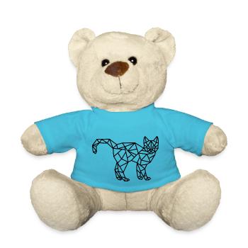 Cat Geometric Line - Teddy Bear - atoll blue - Front