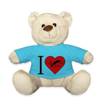 I Love KOS Griechenland Urlaub Ferien Sommer Insel - Teddy - Atollblau - Vorne