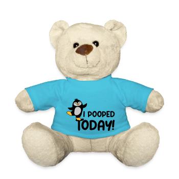 I pooped today Penguin - Teddy Bear - atoll blue - Front