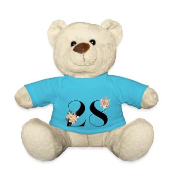 28e anniversaire fleuris (Cadeau de 28 ans) - Nounours - bleu outremer - Devant