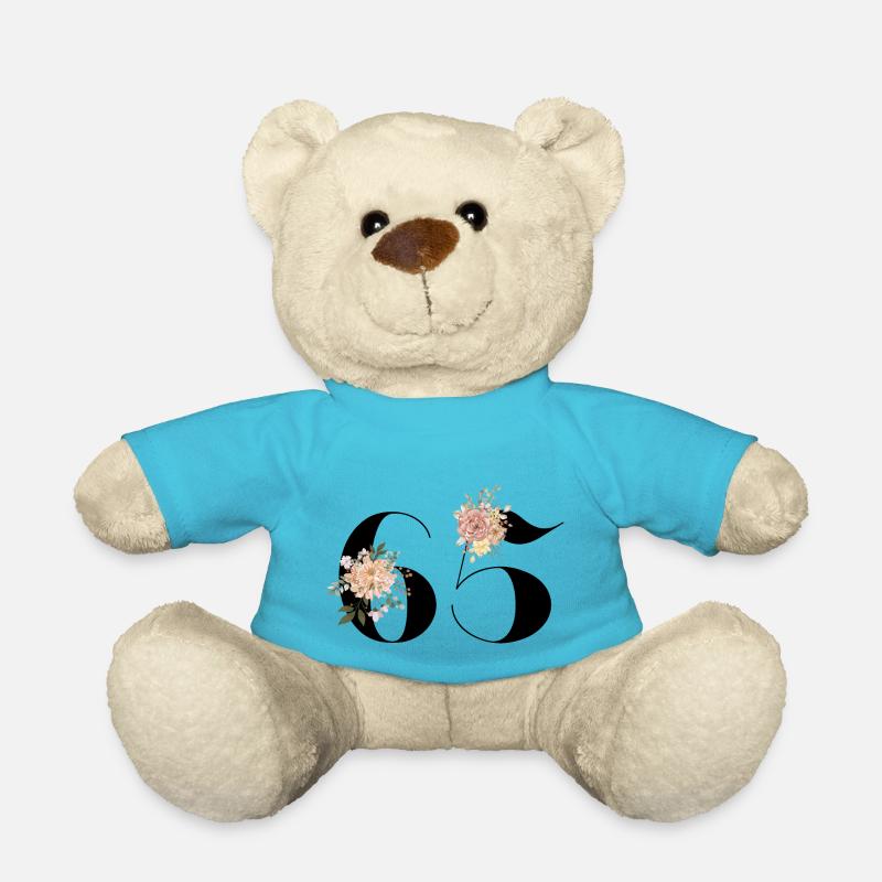 65e anniversaire fleuris (Cadeau de 65 ans) - Nounours - bleu outremer